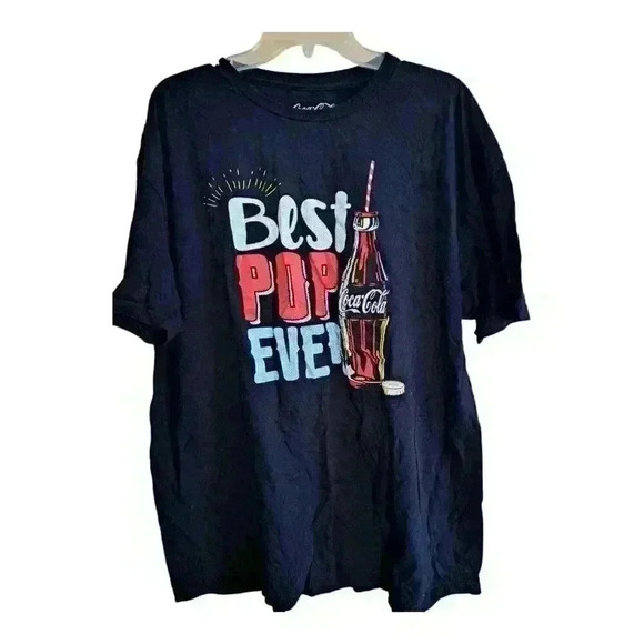 Coca-Cola Men's Tee Shirt Black Red Turquoise Best Pop Ever 2XL 100% Cotton - Picture 1 of 6